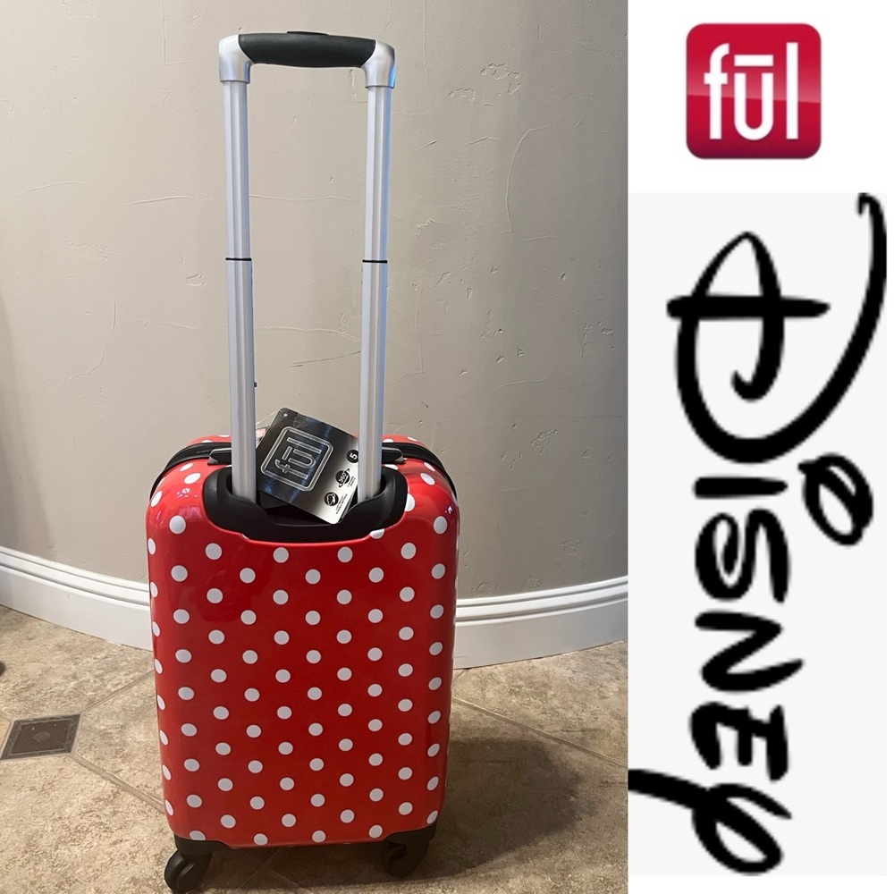 Ful Disney Minnie Mouse 21” Hardsided Red Polka Dot Rolling Luggage*NWT - Picture 3 of 4